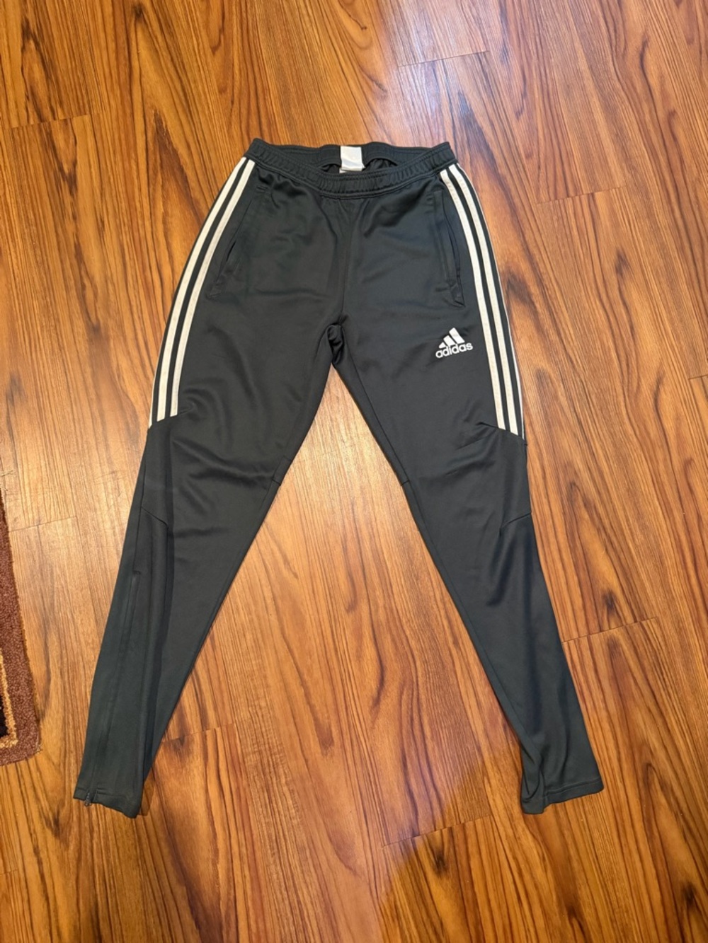 adidas Kids dark gray Track Pants with White Stripes